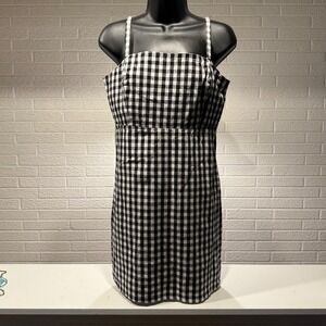 Hollister Mini Dress Black White Gingham Checkered Sleeveless Sundress Women's